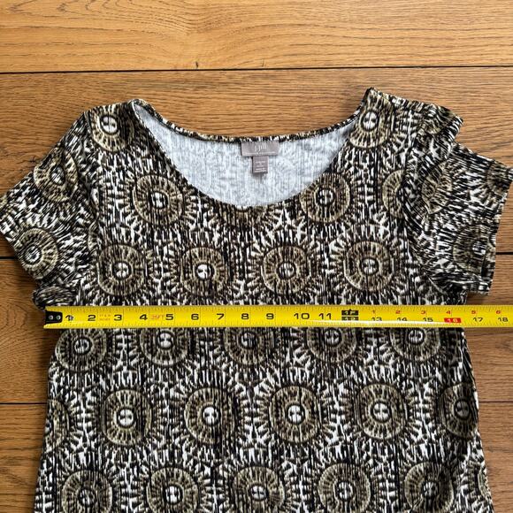 J. Jill Wearever Collection Stretch Dress Tribal SZ SP Soft Neutral Knee Midi - Picture 4 of 6